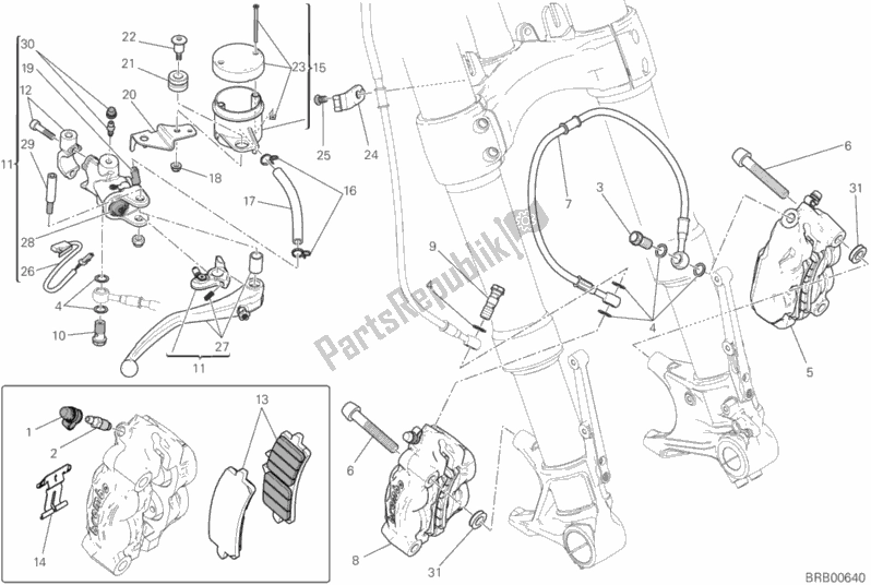 All parts for the Front Brake System of the Ducati Monster 1200 S USA 2019